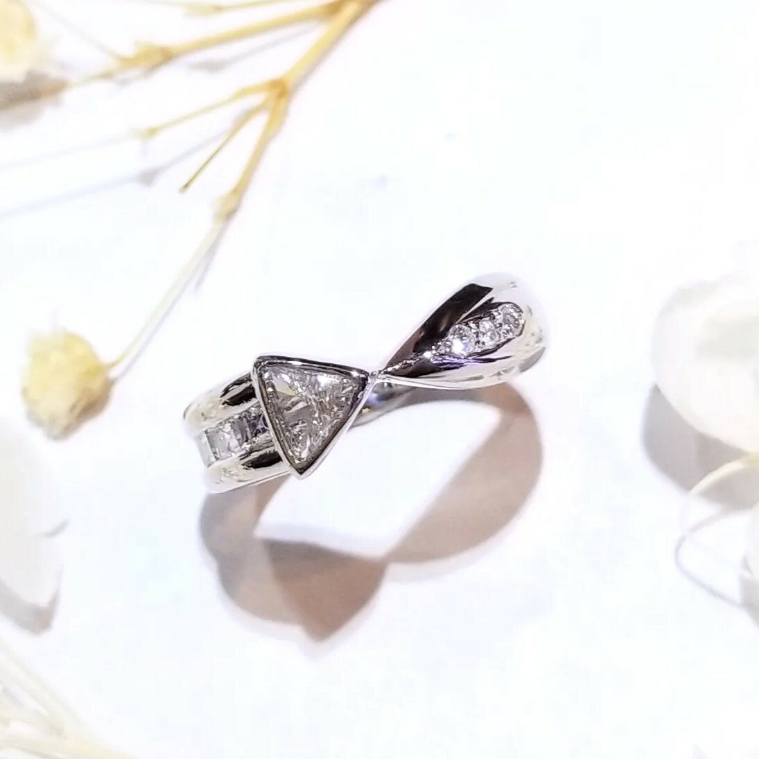 18K White Gold 0.48ct Triangle Cut Diamond Ring