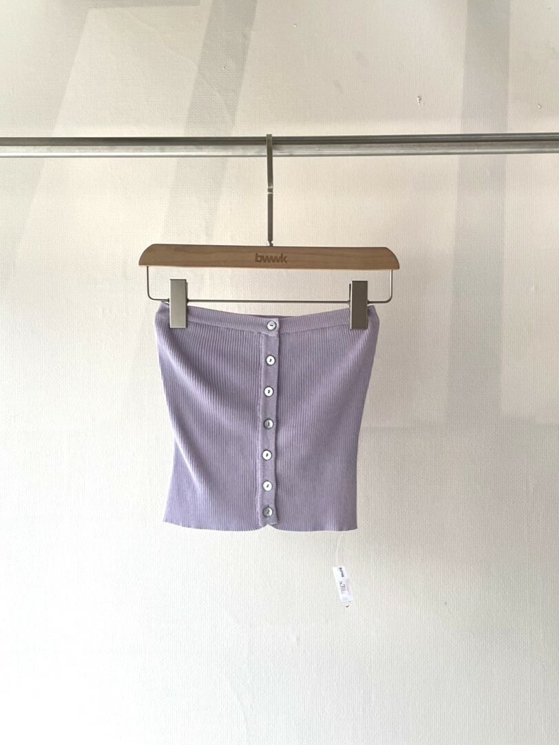 粉紫 排釦平口針織上衣