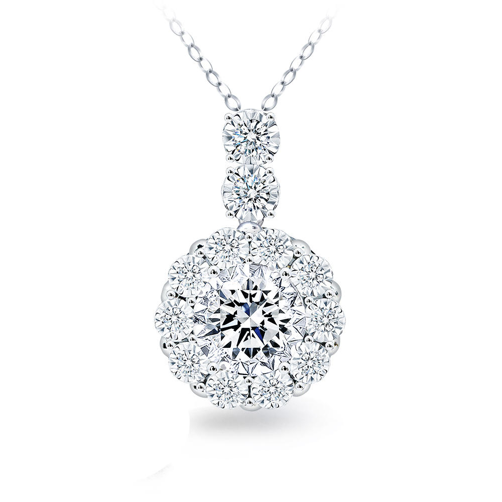 一克拉18K金光芒圓滿鑽石項墜