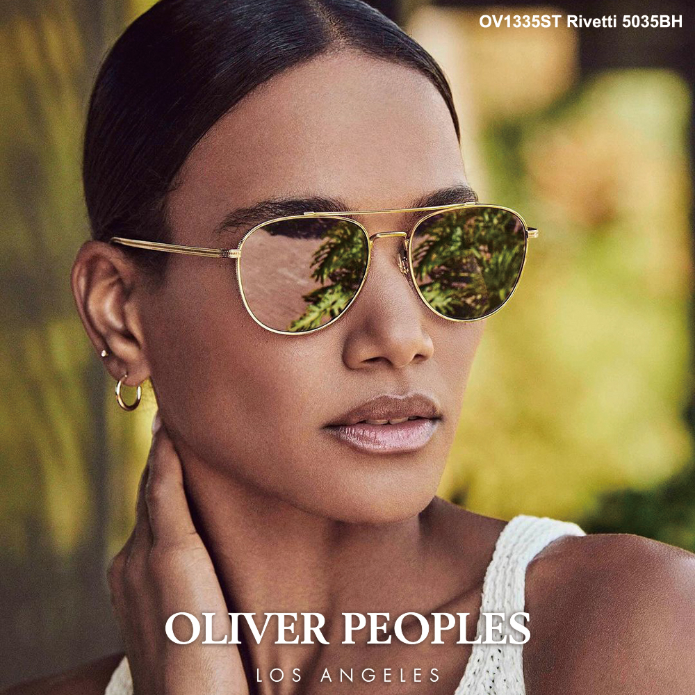 【OLIVER PEOPLES】OV1335ST 5035BH-55mm Rivetti 飛官框太陽眼鏡(玻璃鏡片) 日本製純鈦金屬框♥