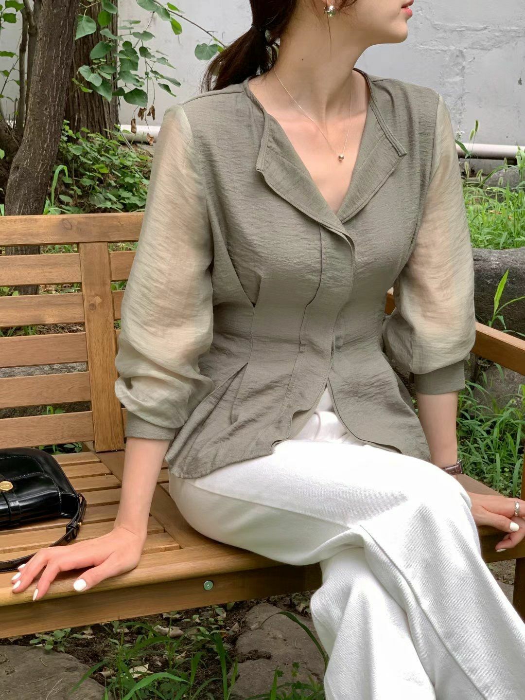 TOP#14418🤎氣質美的腰線上衣