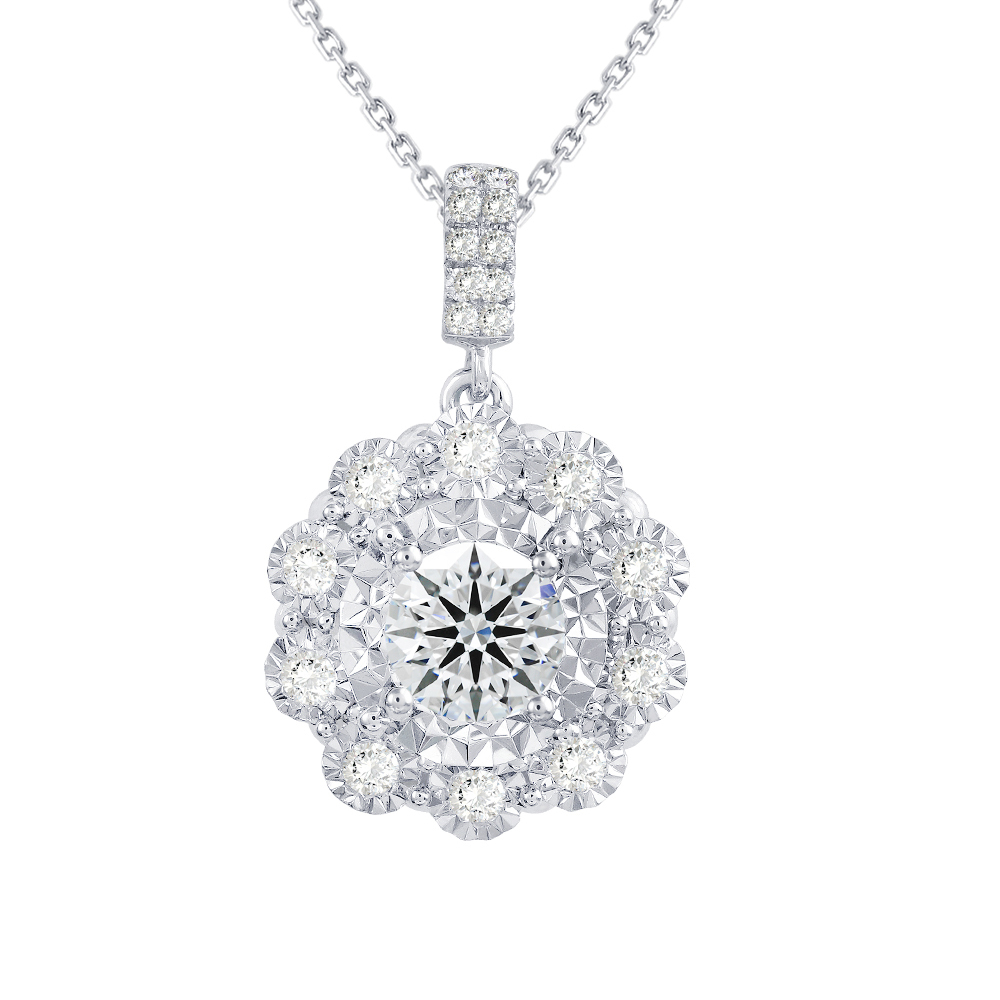 一克拉18K金綻放花采鑽石項墜