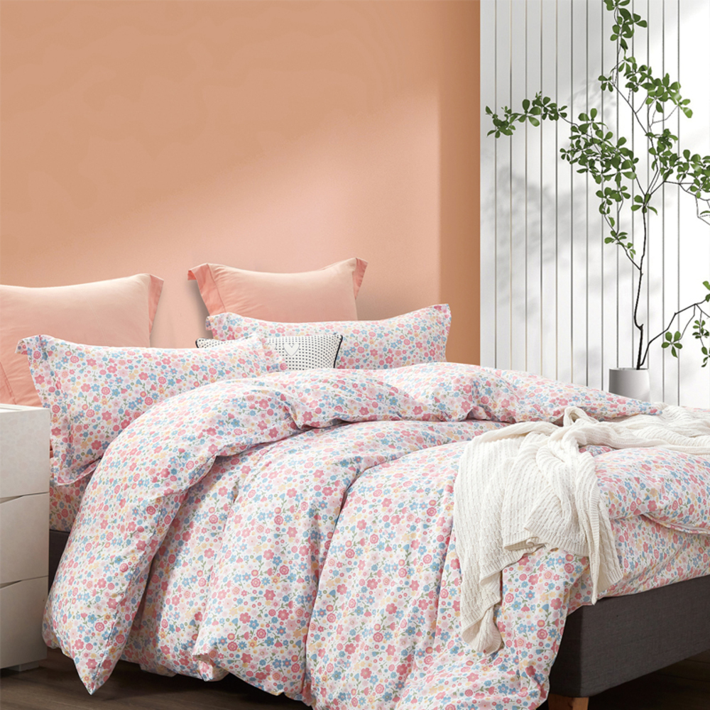 【藍貓Blue cat】舒柔棉銀離子防螨抗菌印花床包+薄被套組