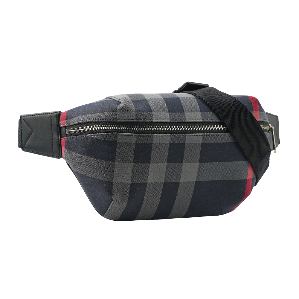 【BURBERRY】經典格紋帆布 Sonny腰包(海軍藍/紅色) 80840611