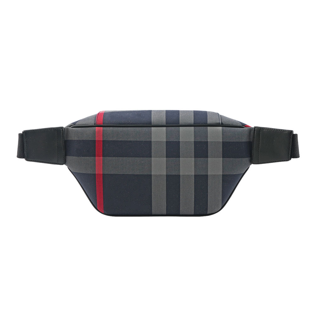 【BURBERRY】經典格紋帆布 Sonny腰包(海軍藍/紅色) 80840611