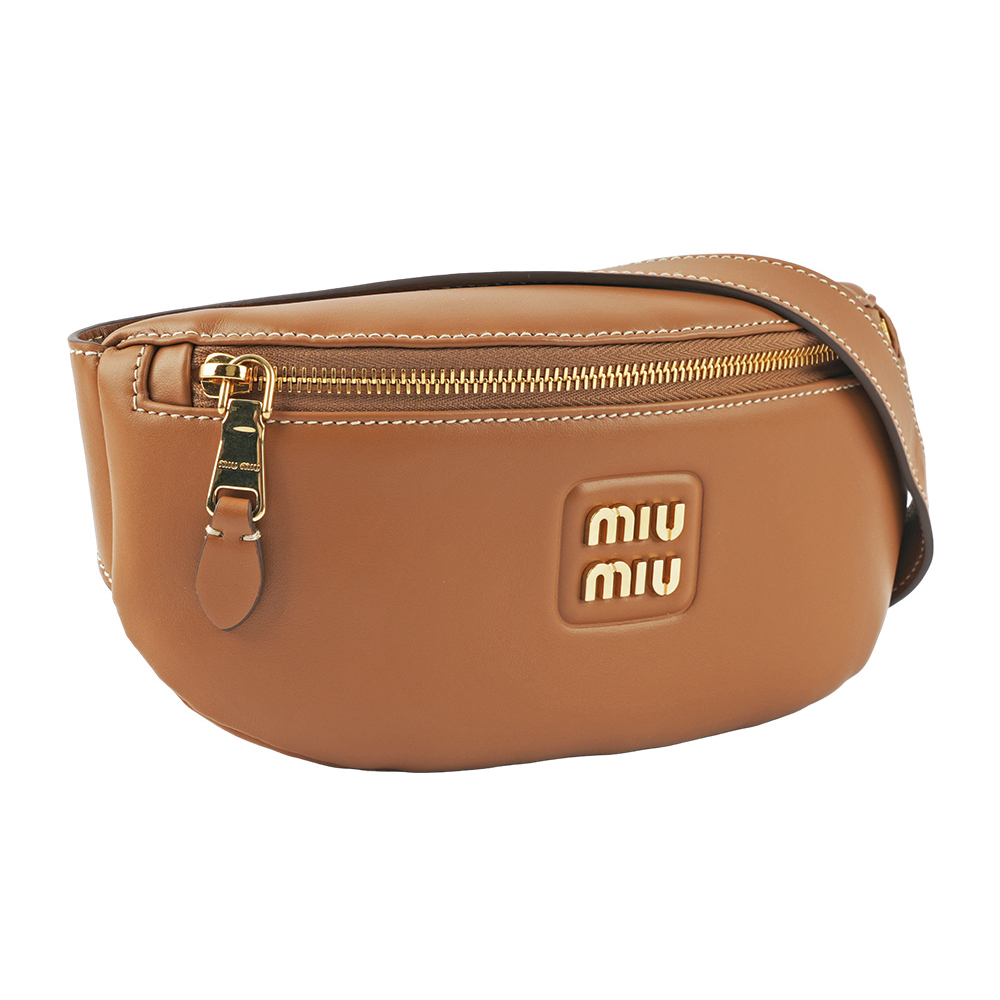 【MIU MIU】金字Logo 小牛皮腰包/胸口包