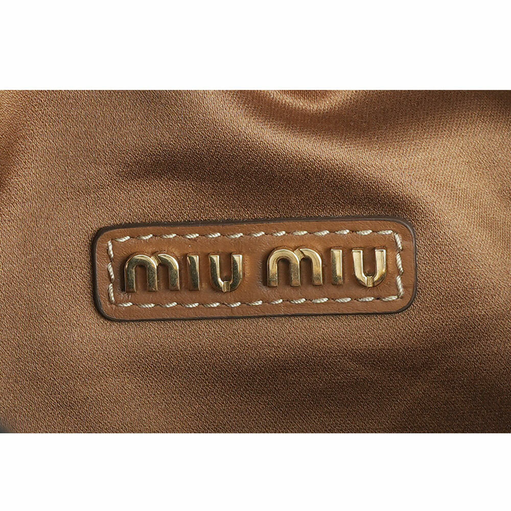 【MIU MIU】金字Logo 小牛皮腰包/胸口包(焦糖色) 5BL015 2E6Y F098L