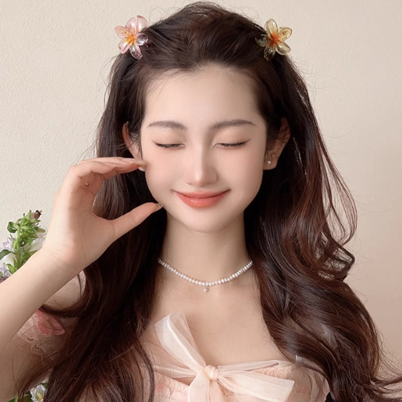 [4 FOR RM10] Transparent Glitter Small Plumeria Hair Claw