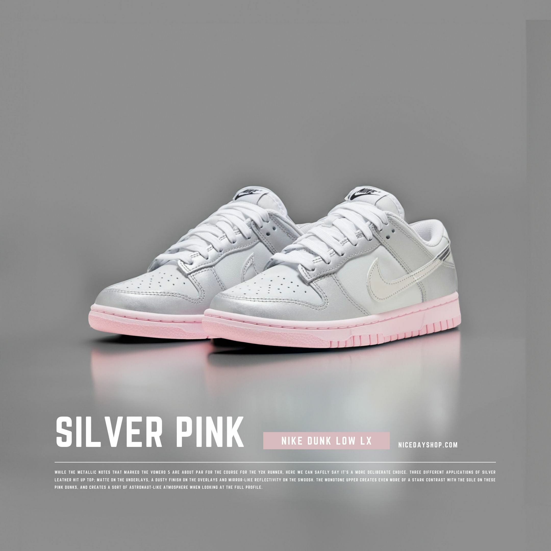 NICEDAY 現貨 Nike Dunk Low Y2K 金屬銀粉 銀色 金屬 粉色 HM3698-006