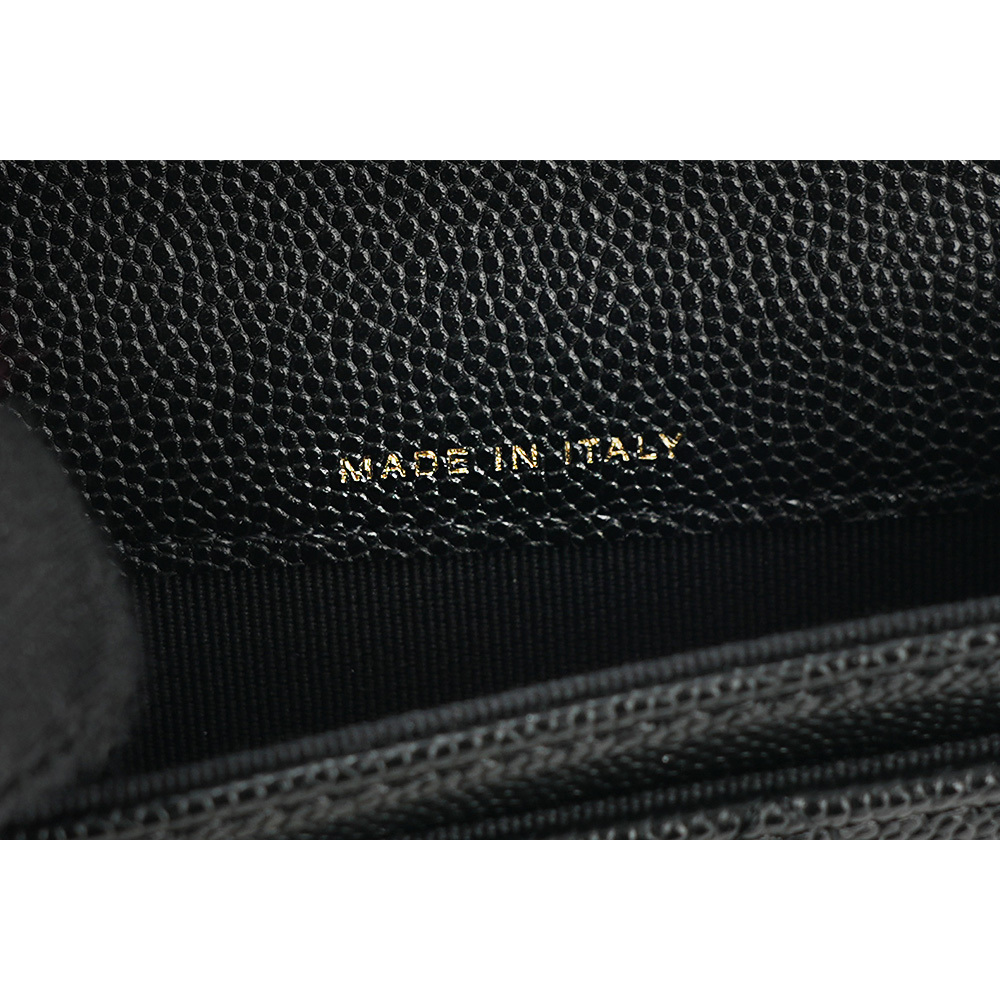 【CHANEL 】Boy Chanel 金釦牛皮翻蓋卡片夾/零錢包(黑色) A80603 B01490 94305