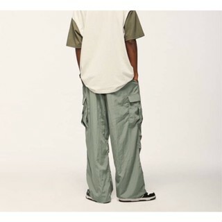美式 潮牌 復古 高階 皺摺 闊腿 防潑水 工裝褲 KC28