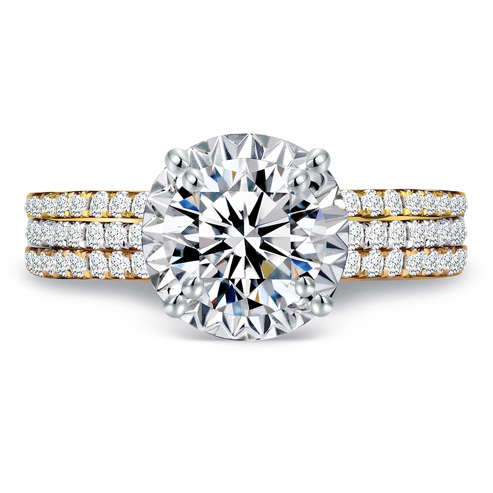 一克拉18K金豪華三色金閃耀鑽石戒指