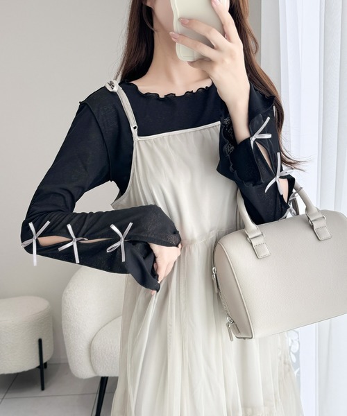 日本🇯🇵連線 Mily Bilet 木耳邊簍空蝴蝶結上衣 針織衫 4色(任買兩件711免運)/預購