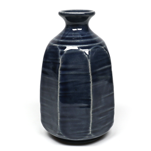 八角藍色 清酒壺