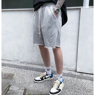 不收邊 基礎 簡約 寬鬆 重磅 運動 素色 短褲 8150