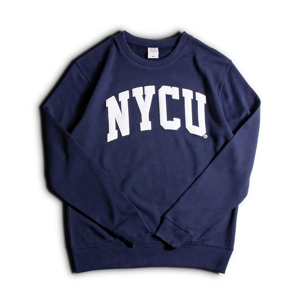 陽明交通大學 NYCU 美式大LOGO發泡印花 大學T (海軍藍/經典白）