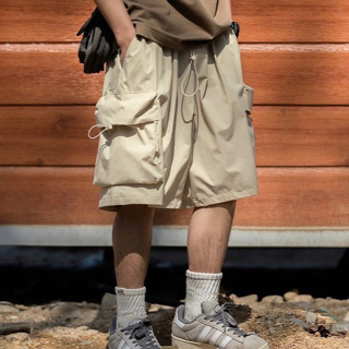 束口 抽繩 口袋 寬鬆 直筒 工裝 五分短褲 K2189