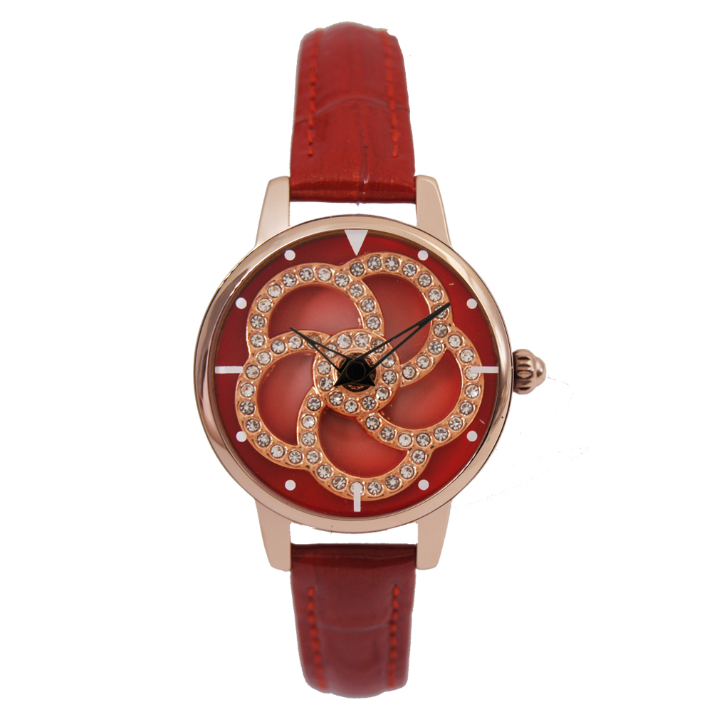 【Mebin 美賓】與花共舞 璀璨水鑽 淑女皮革腕錶