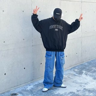 水洗工裝牛仔褲 美式 街頭 復古 寬鬆 立體壓紋 D166