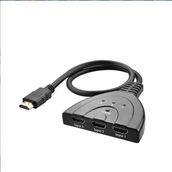 HDMI Switcher HD Video Converter HDMI Splitter 3 in 1 Out Strip Cable (Black)