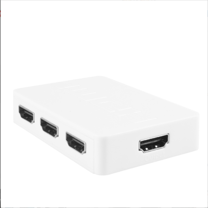 HDMI Switcher 3 in 1 Out Support 1080P HD Video Switcher 3 Cut 1 Video Converter (White)