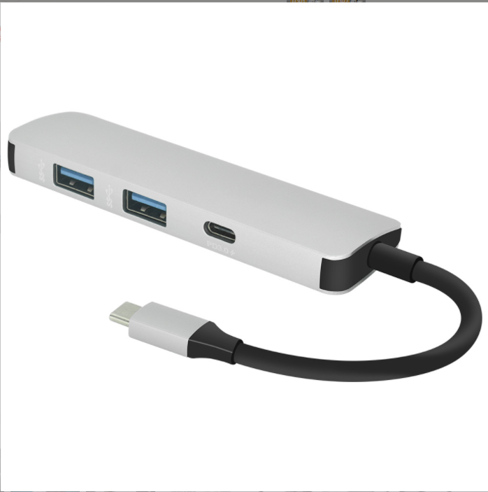 新款Type-c轉hdmi 高清轉換器 擴展塢 type c分線器 HUB集線器帶充電 （銀色）