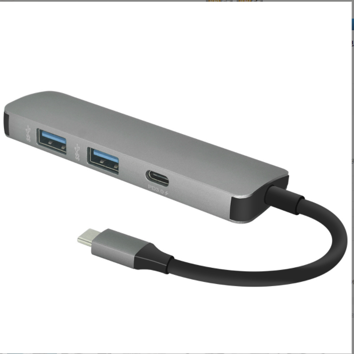 新款Type-c轉hdmi 高清轉換器 擴展塢 type c分線器 HUB集線器帶充電 （灰色）