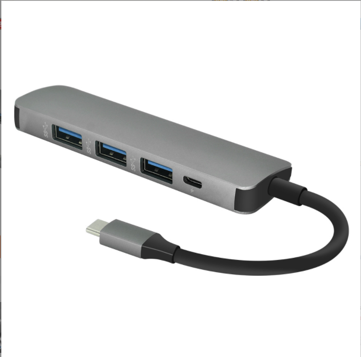 熱推type-c分線器3.0USB HUB集線器4口筆記本USB擴展塢帶PD供電（灰色）