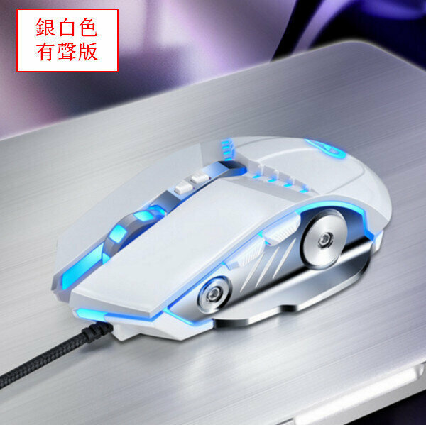 Custom Macro Programming Competitive Wired Gaming Mouse GM20 - Silver White - Audible Edition