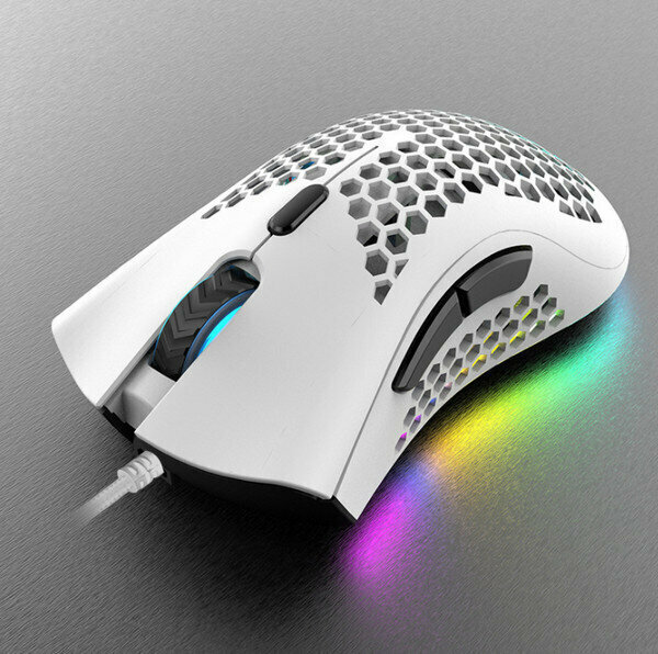 Wired E-sports Gaming Mouse - Q8 Lightweight - Hollow Hole - White