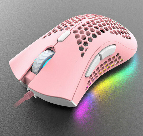 Wired E-sports Gaming Mouse - Q8 Lightweight - Hollow Hole - Pink