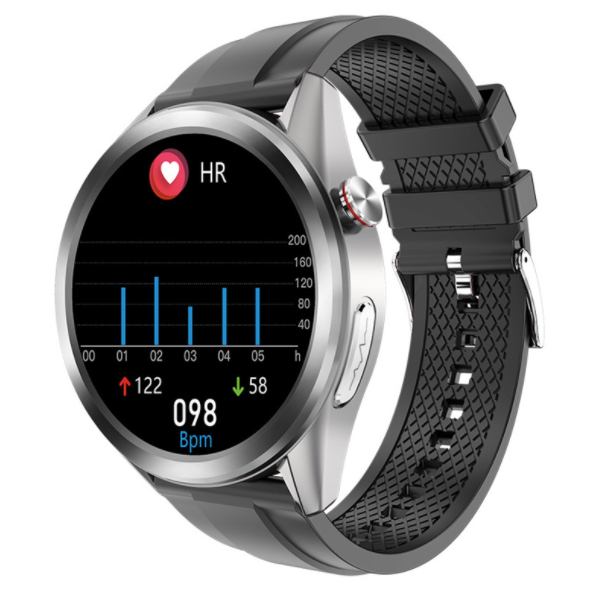 熱賣W10智慧手錶心率血壓ECG+PPG心電圖血壓體溫健康監測運動手環 （TPU-銀黑）