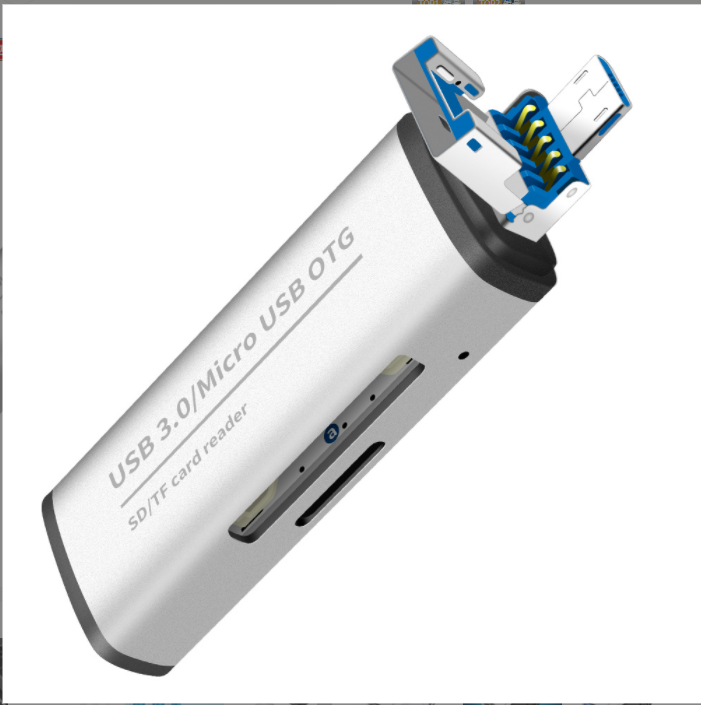 Android OTG Card Reader SD/TF Memory Card U Disk Converter (Silver)