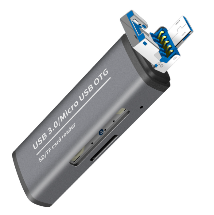 Android OTG Card Reader SD/TF Memory Card U Disk Converter (Gray)