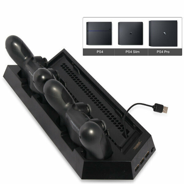 PS4/SLIM/PRO Multi-function Cooling Bracket + Controller Dual Charger (Black)