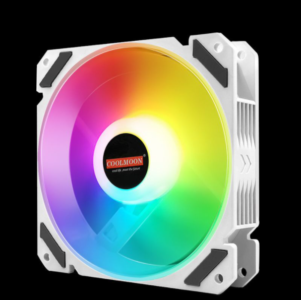 COOLMOON RGB Fan 12cm Chassis Fan Luminous Silent Desktop Cooling Fan (Single Silent Moon White RGB Fan)