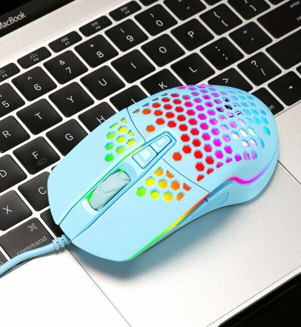 Wired Lightweight RGB Colorful Glare Gaming Mouse - V9 Hole Mouse - Green