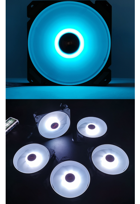 COOLMOON RGB Fan 12cm Case Fan Interior Illuminated Silent Desktop Cooling Fan (5 Silent Moon White + Standard Controller)