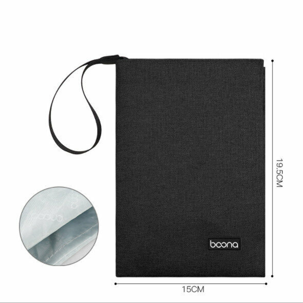 Portable phone bag, power bank, data cable, earphone, U disk, large capacity, simple and portable, multi-functional storage bag (large black)