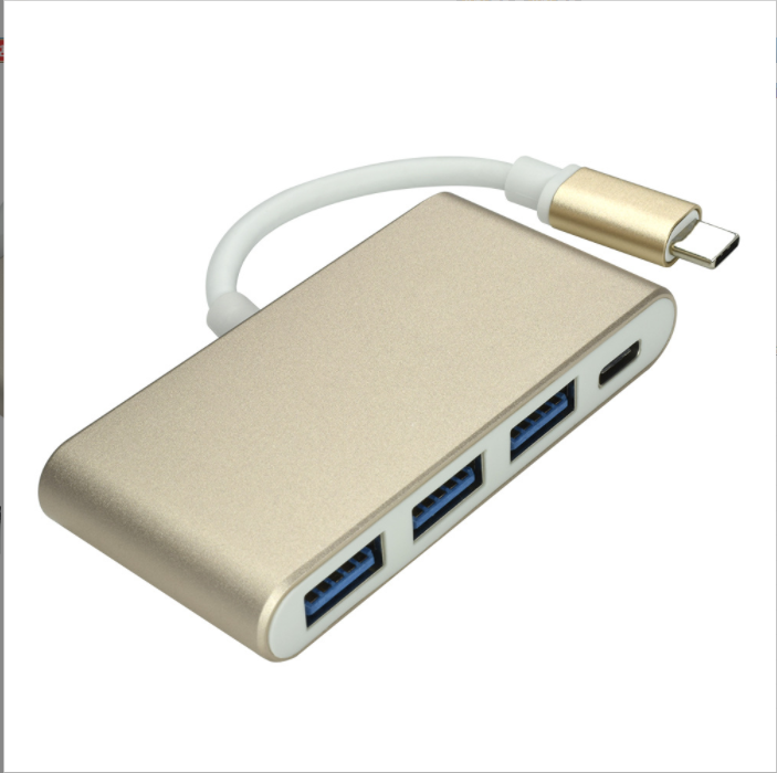 熱賣type c分線器3.0集線器USB hub筆記本外接USB擴展口帶PD供電（金色）