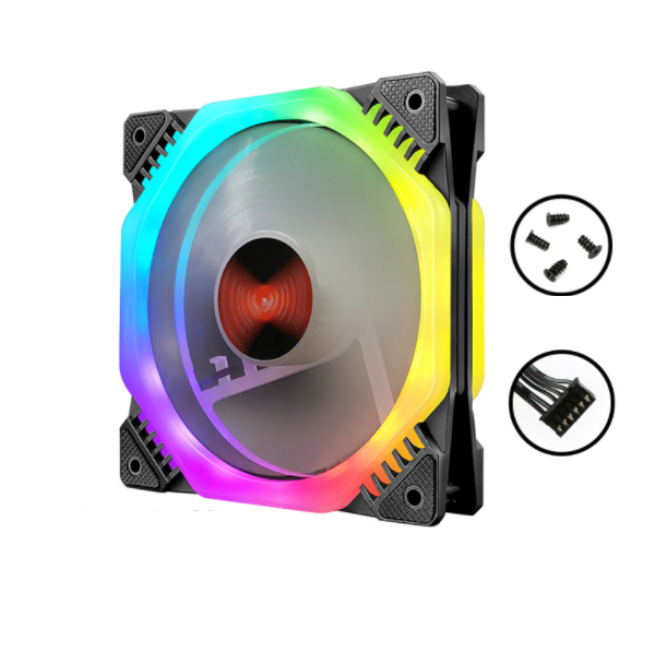 COOLMOON Ark Case Fan 12cm Desktop Computer Cooling Double Ring Octagonal Color Changing RGB Fan (Ark Case Fan [Need to be used with controller])