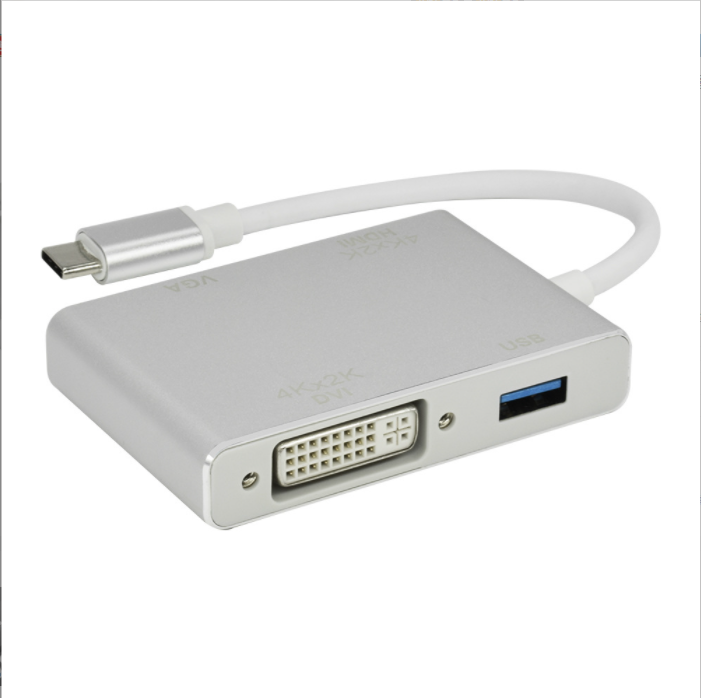 新款type-c轉HDMI dvi vga轉換器（銀色）