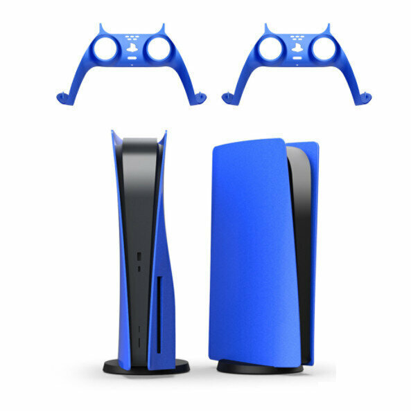 PS5 Game Console CasePS5 Console Disc Edition Blue Replacement Case with Joystick Trim (Blue)