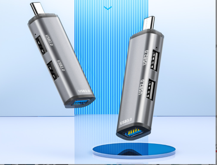 爆款typec3.0接口擴展器集線器筆記本臺式電腦HUB一拖三分線器擴展塢（灰色）