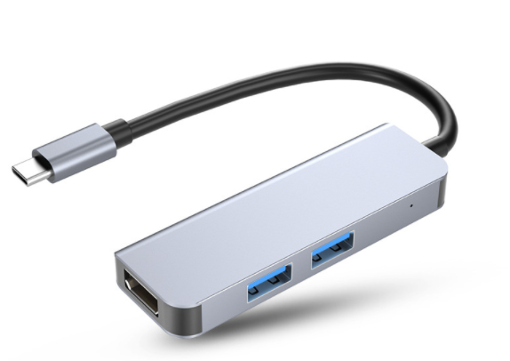 爆款type-c轉HDMI高清擴展塢4k 30hz擴展器USB HUB分線器typec擴展塢（銀色）