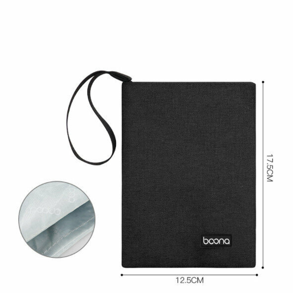 Portable phone bag, power bank, data cable, earphone, U disk, large capacity, simple and portable, multi-functional storage bag (small black)