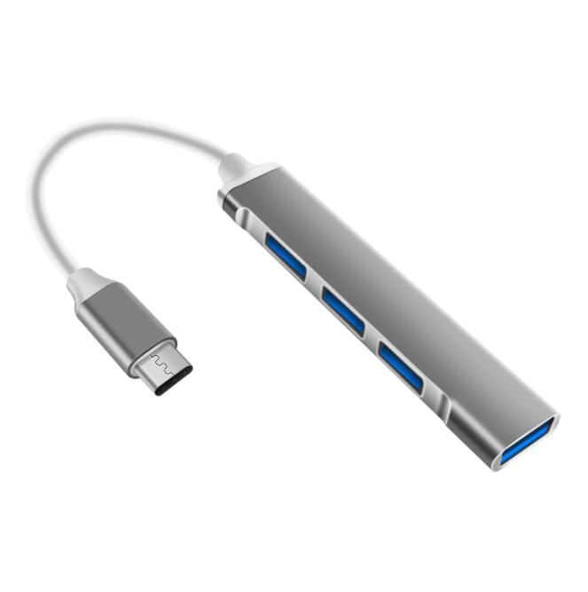 type-c interface extender 4-in-1 HUB docking station computer tablet aluminum alloy multi-function USB hub (gray)