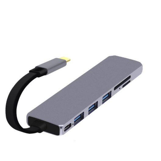 type-c docking station multifunctional USB 7-in-1 to HDMI converter 3.0hub card reader SD/TF memory (Space Gray)
