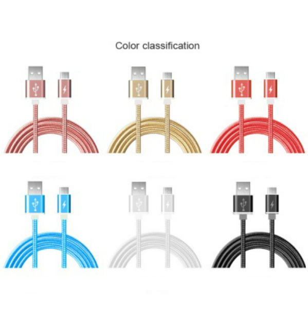 1 meter long 2A mobile phone fast charging data cable nylon braided wiring [1 meter android android charging data cable (China red)]