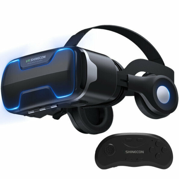 熱賣千幻vr眼鏡shinecon G02ED耳機版護眼360全景glasses手機VR眼鏡（G02ED+B01手柄）